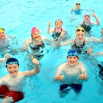 Happy Swimmers testing out the Heated Pool