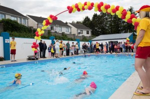 The first of many swim races in the pool